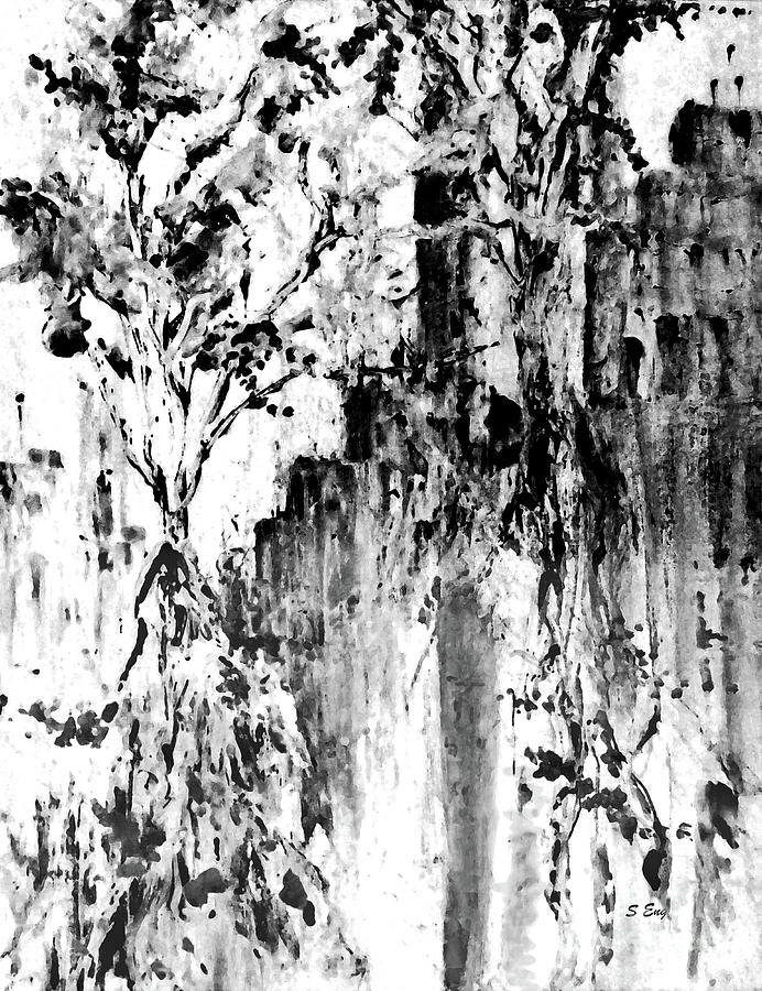 Spring in the City Black and White Mixed Media by Sharon Williams Eng