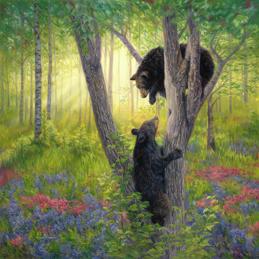 Bear Painting - Spring in the Forest by Lucie Bilodeau