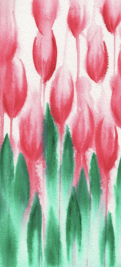 Spring In The Garden Abstract Tulip Flowers Watercolor  Painting by Irina Sztukowski
