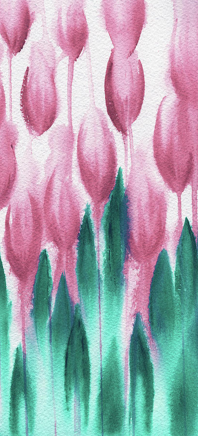 Spring In The Garden Abstract Watercolor Tulip Flowers  Painting by Irina Sztukowski