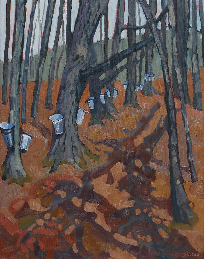Spring in the Maple Woods Painting by Phil Chadwick