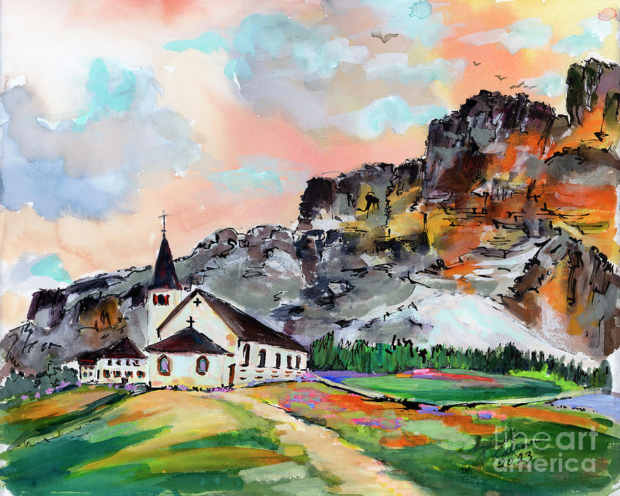 Spring In The Valley Mountain Church  Painting by Ginette Callaway