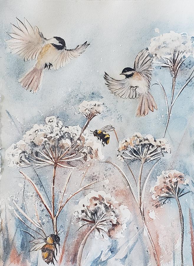 Chickadee Painting - Spring is coming by Patricia Pushaw