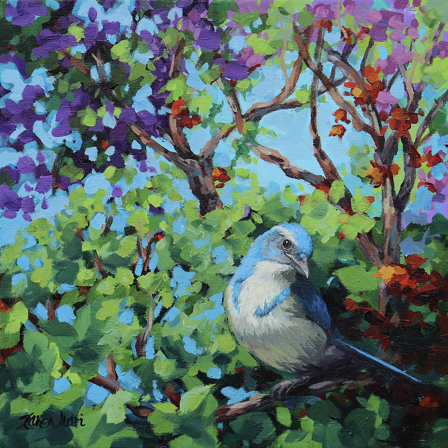 Spring Jay Painting by Karen Ilari