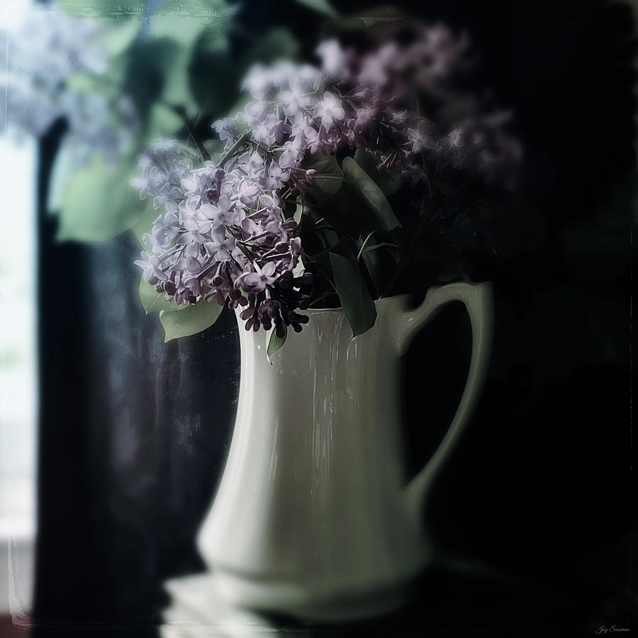 Spring Lilacs in Antique Pitcher by Joy Sussman Photograph by Joy Sussman
