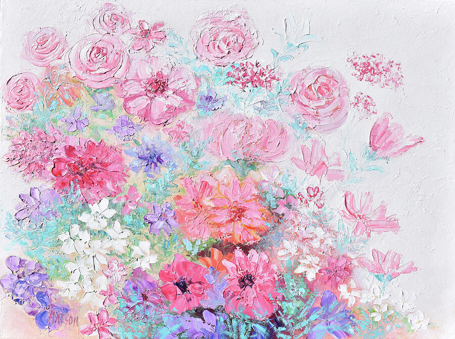 Spring Love - impasto flowers Painting by Jan Matson Spring Love - impasto flowers Painting by Jan Matson