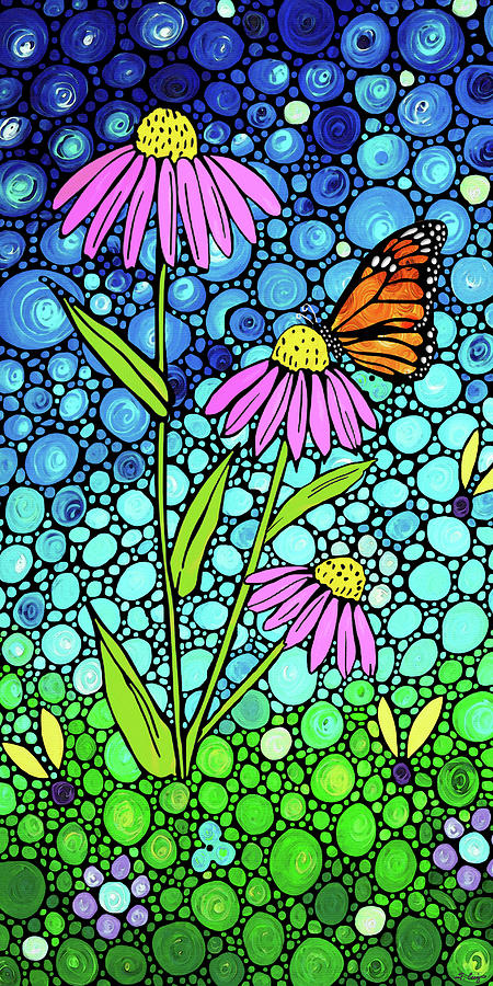 Spring Maidens 2 Cone Flower Art Painting by Sharon Cummings
