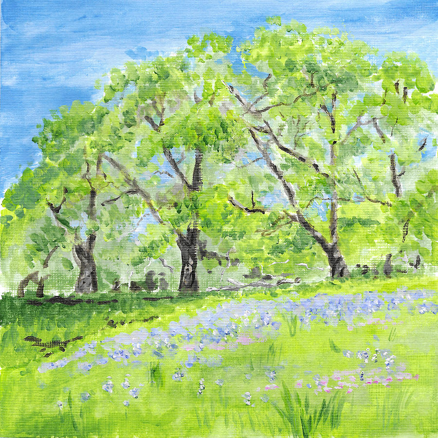 Spring Meadow Painting by Masha Batkova