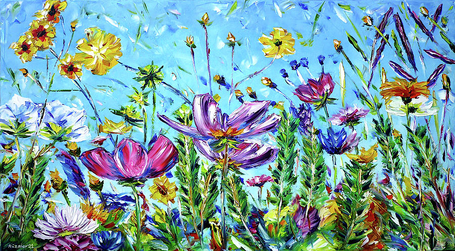 Spring Meadow Painting by Mirek Kuzniar