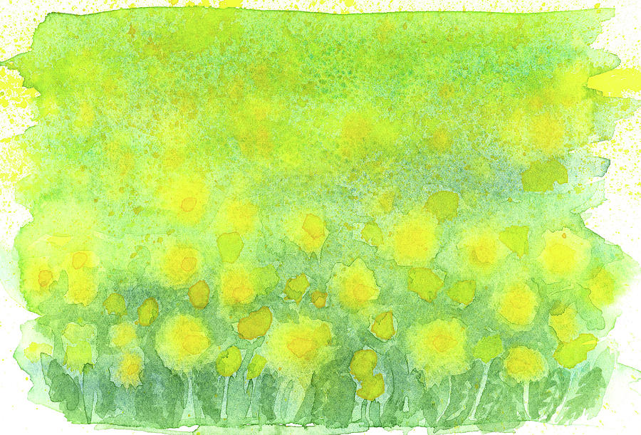 Spring meadow with dandelions Painting by Karen Kaspar
