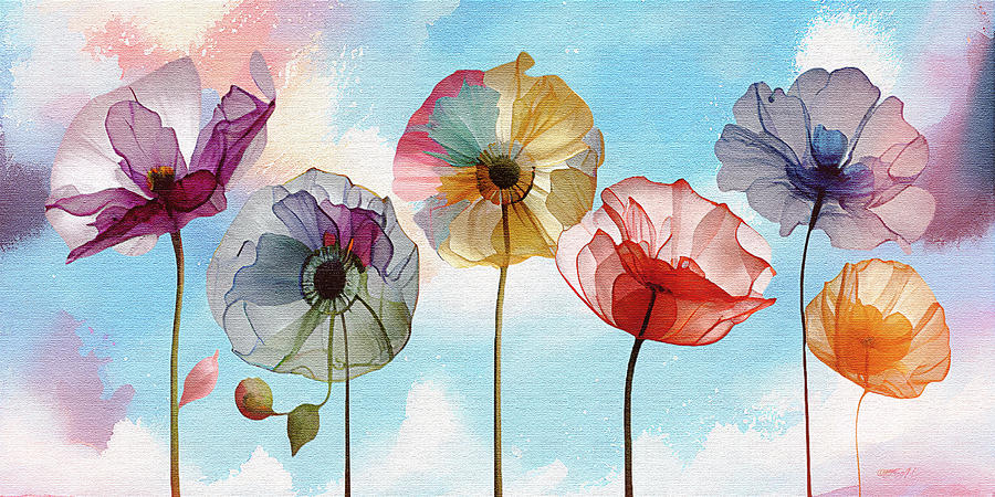 Spring Momentum, Poppies in Bloom I  Digital Art by Lena Owens - OLena Art Vibrant Palette Knife and Graphic Design