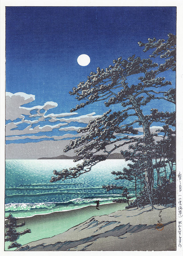 Spring Moon at Ninomiya Beach - 1931 Painting by Hasui Kawase - Pixels