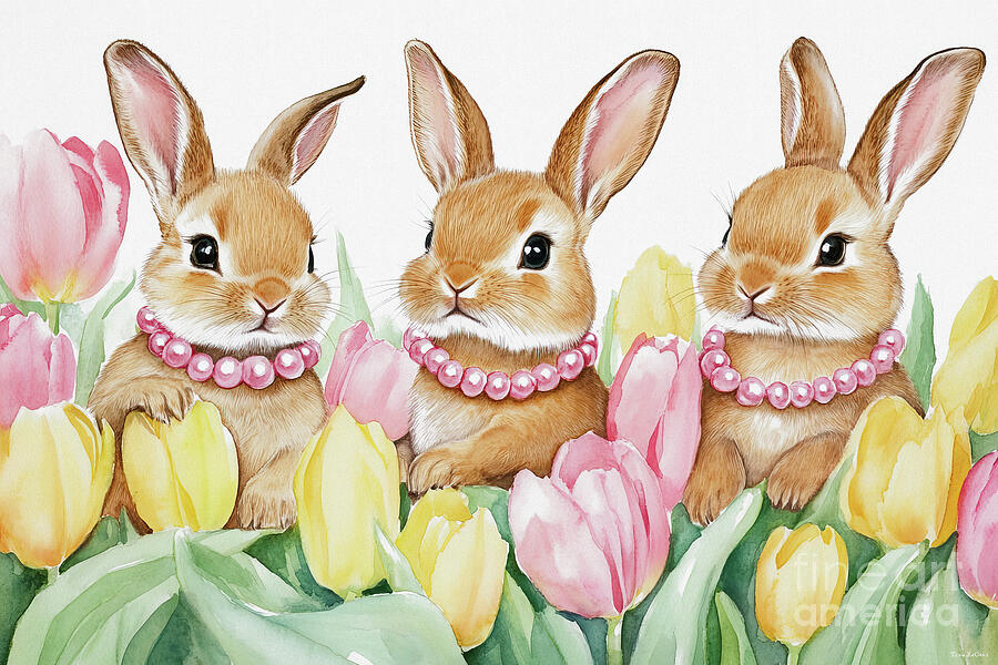 Spring Morning Bunnies Painting by Tina LeCour Spring Morning Bunnies Painting by Tina LeCour