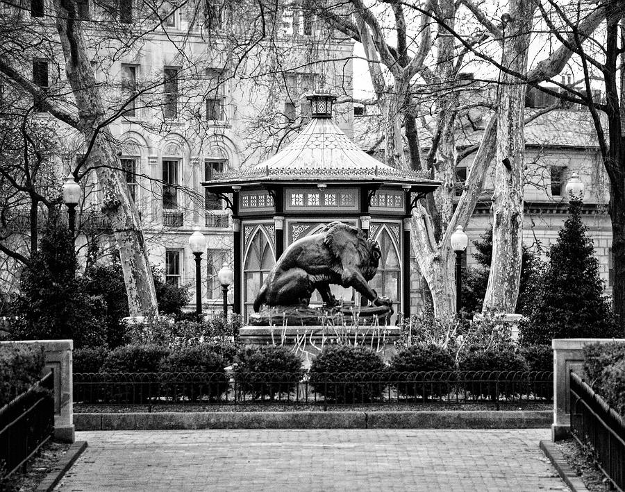 Spring Morning in April - Rittenhouse Square in Black and White Photograph by Bill Cannon
