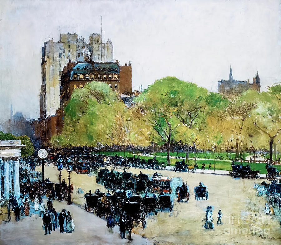 Spring Morning in the Heart of the City by Childe Hassam 1890 Painting by Childe Hassam