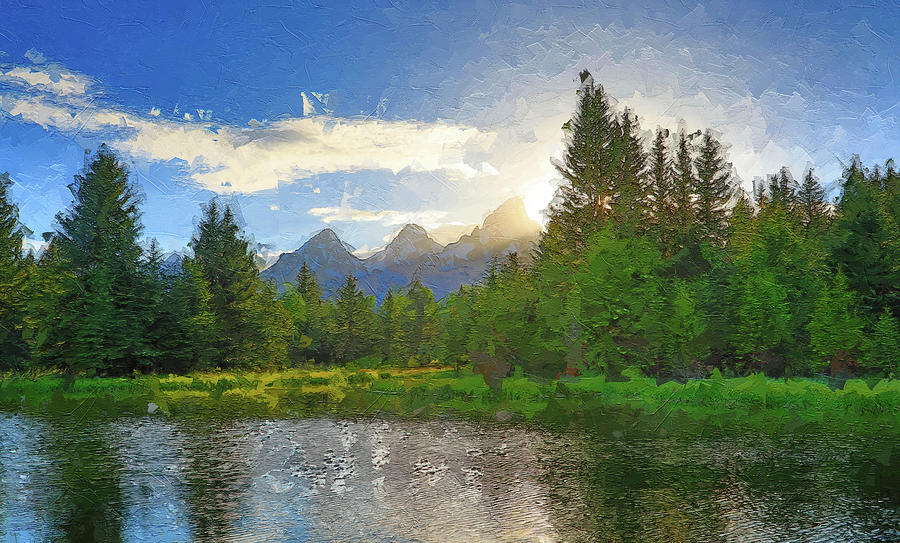 Spring Morning Sun Over The Tetons Painting by Dan Sproul