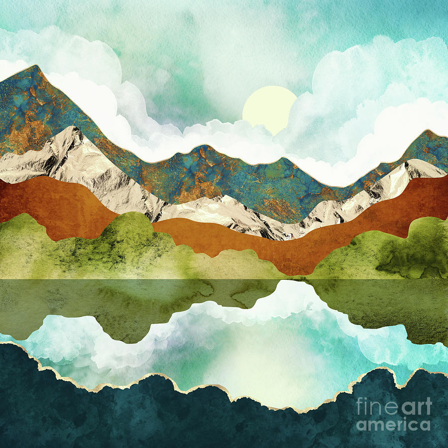 Spring Digital Art - Spring Mountains by Spacefrog Designs