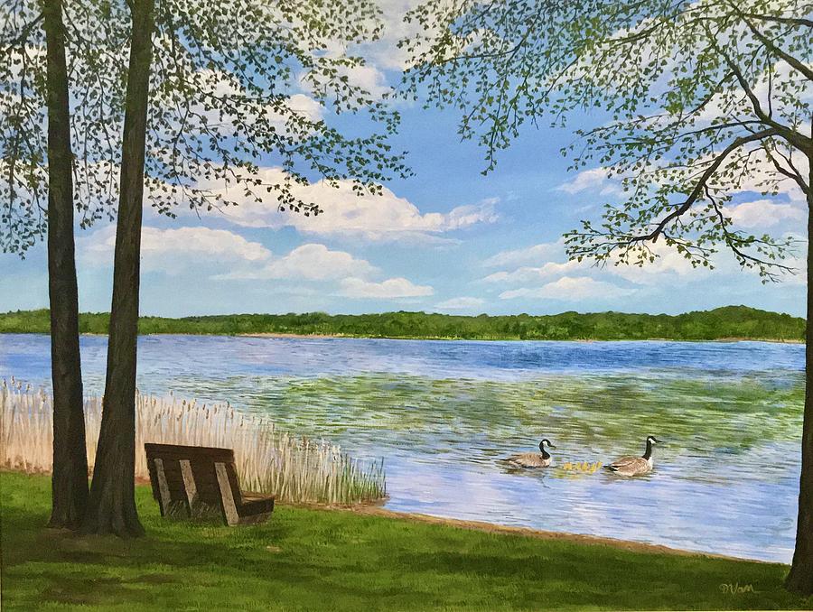 Spring on Mendon Ponds Painting by Denise Van Deroef
