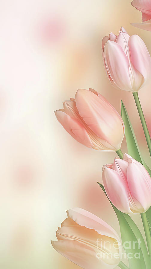  Spring Pink Tulips  Digital Art by Elaine Manley