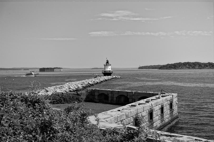 Spring Point Ledge Light BW Photograph by Patricia Caron