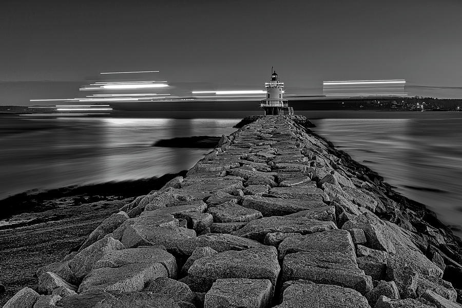Spring Point Ledge Light BW Photograph by Susan Candelario