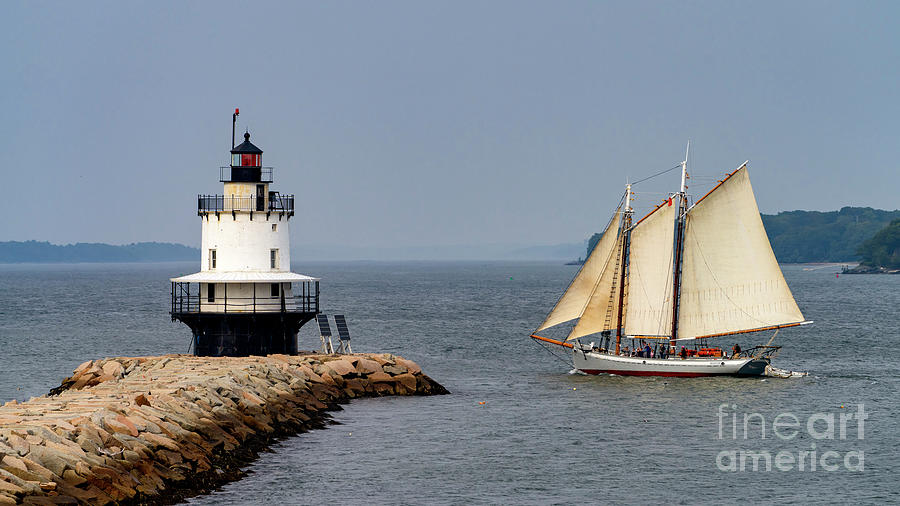 Spring Point Ledge Lighthouse and Timberwind Schooner Photograph by Craig Shaknis