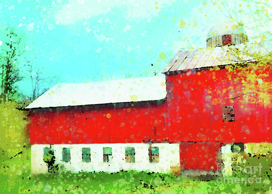 Spring red Barn Mixed Media by Gina Signore