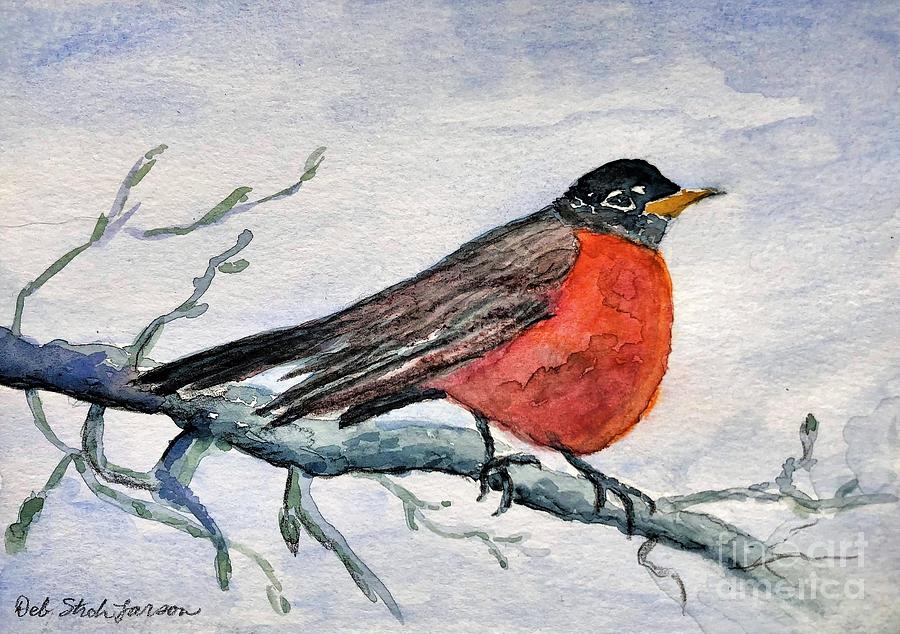 Spring Robin Painting by Deb Stroh-Larson