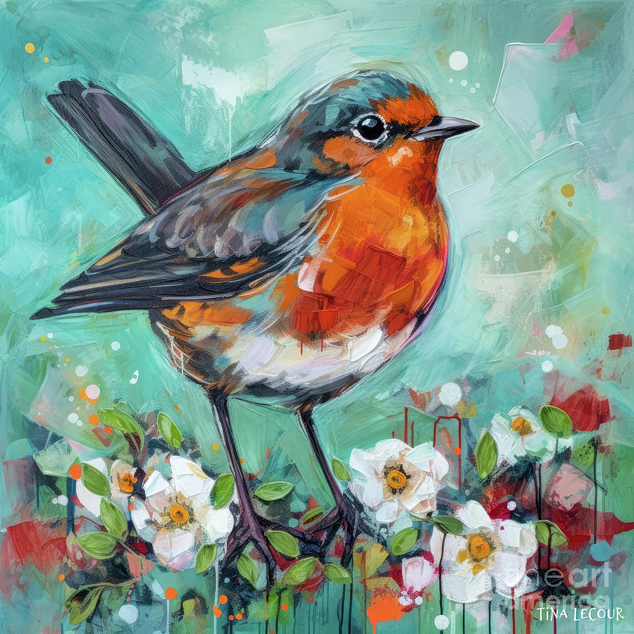 Spring Robin Painting by Tina LeCour