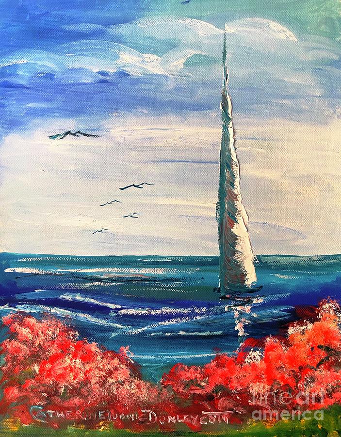 Spring Sailing by Airlie Gardens in Wilmington, North Carolina  Painting by Catherine Ludwig Donleycott