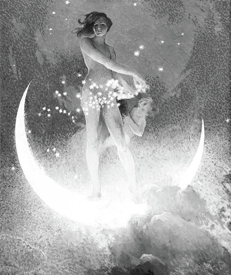 Spring Scattering Stars BW Painting by Bob Pardue