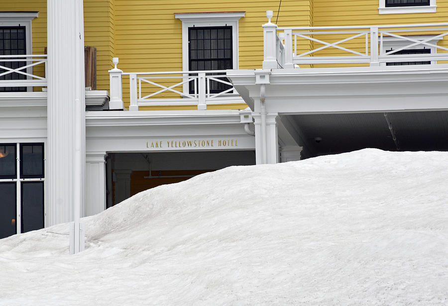 Spring Snow at Lake Hotel Yellowstone National Park Photograph by Bruce Gourley