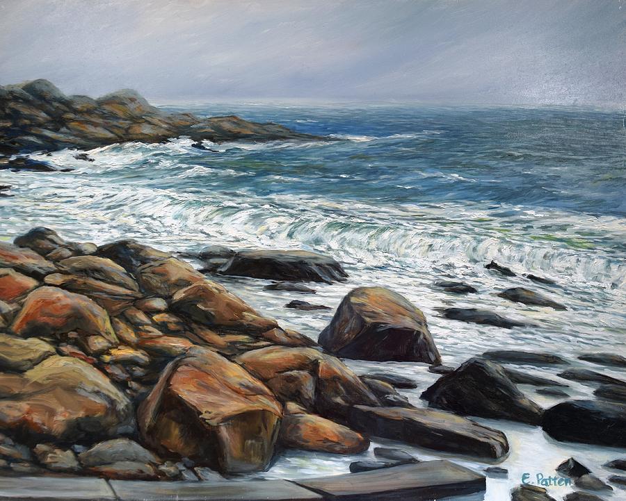 Spring Storm Old Garden Beach Rockport MA Painting by Eileen Patten Oliver