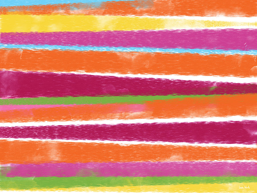 Abstract Mixed Media - Spring Stripes- Art by Linda Woods by Linda Woods