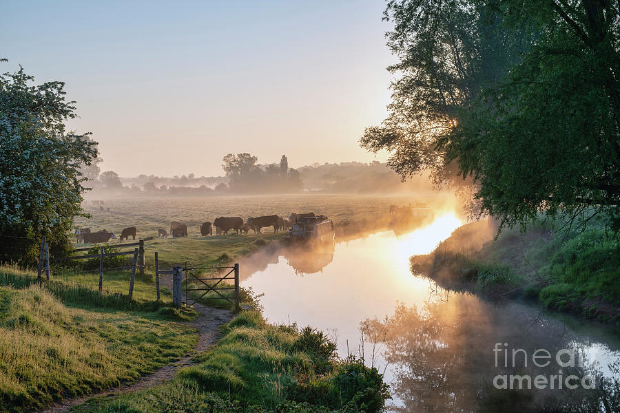 Spring Sunlight and Mist on the Oxford Canal at Somerton Photograph by Tim Gainey