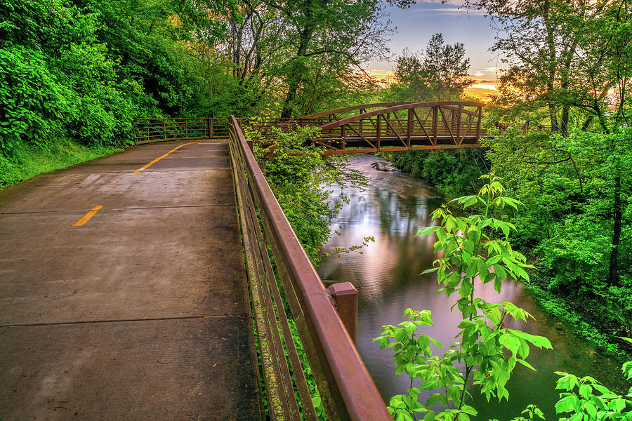 Spring Sunset Along The Clear Creek Trail - Fayetteville Arkansas Photograph by Gregory Ballos