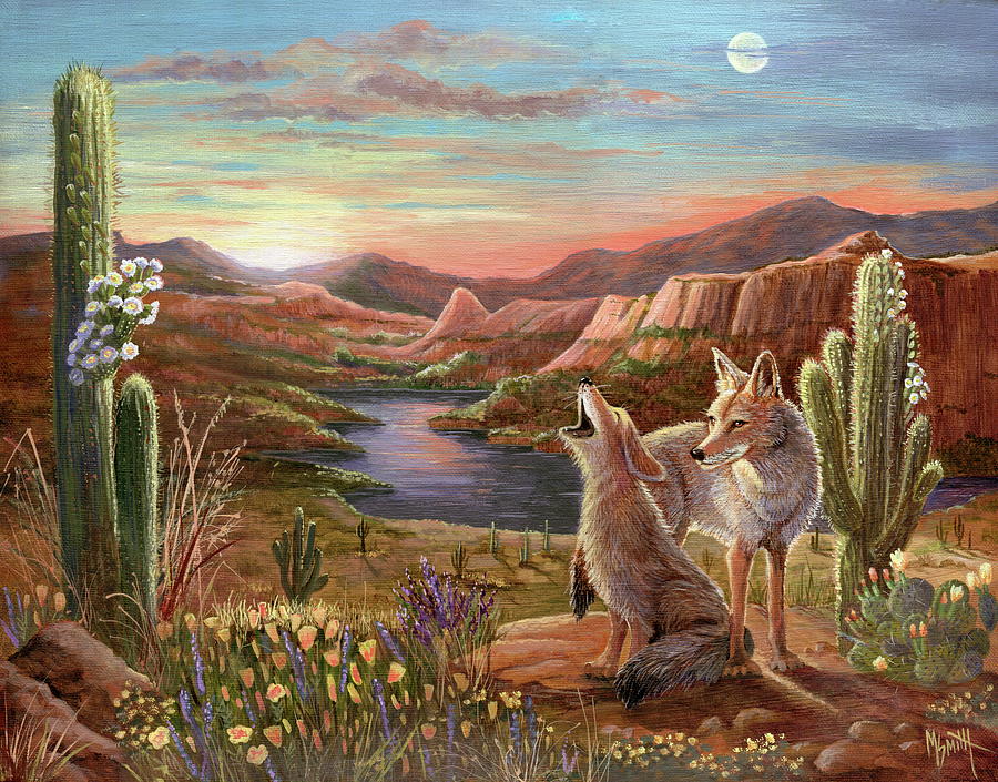 Spring Sunset At Apache Lake Painting by Marilyn Smith