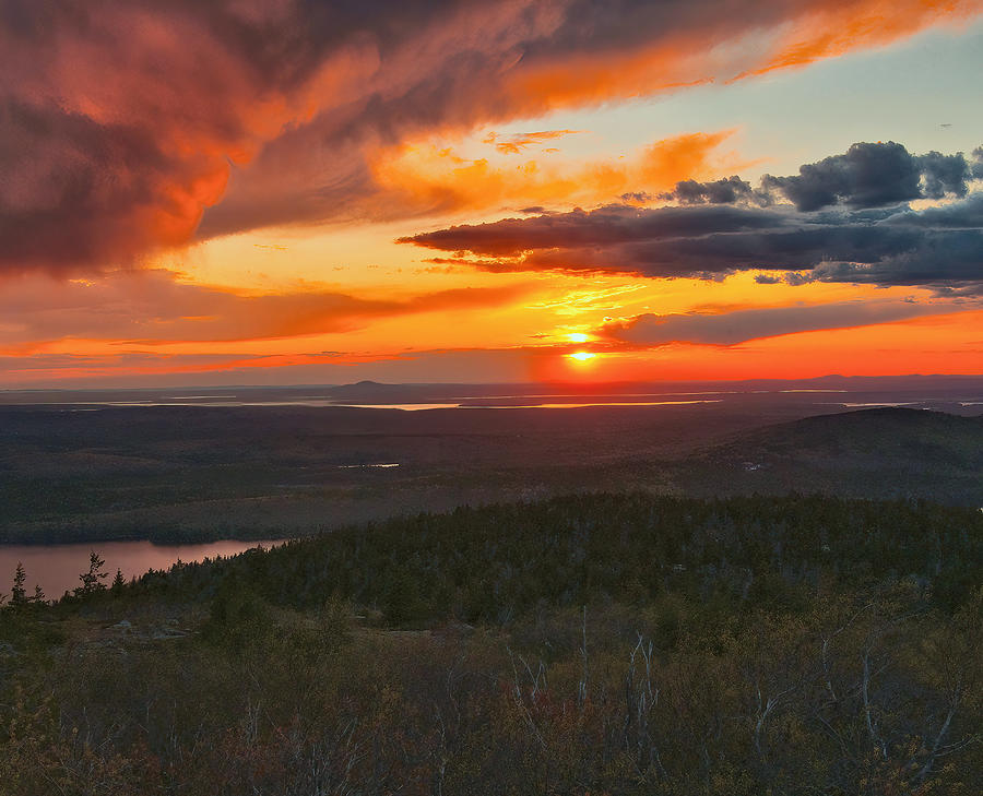 Spring Sunset On Cadillac Mountain  Photograph by Stephen Vecchiotti