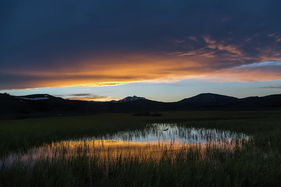 Sunset Photograph - Spring sunset, Swan Lake by Mango Art