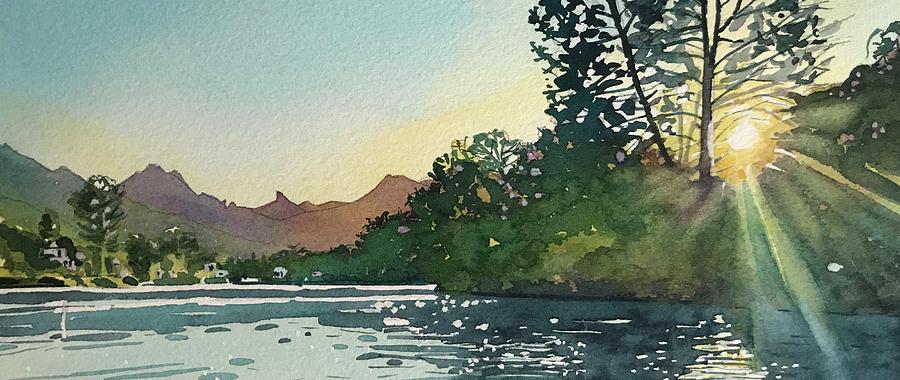 Malibou Lake Painting - Spring sunshine Malibou lake by Luisa Millicent