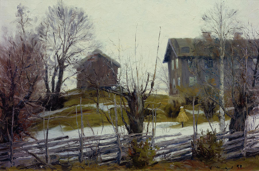 Spring thaw, 1892 Painting by O Vaering by Gustav Wentzel