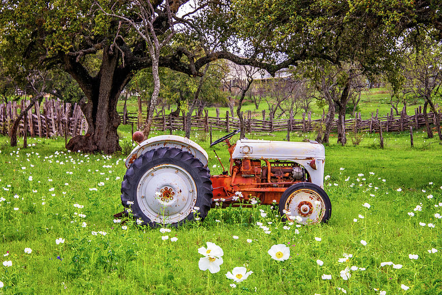 Spring Tractor on the Willow City Loop Photograph by Lynn Bauer