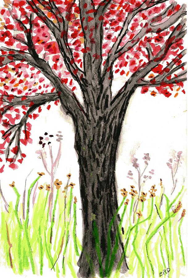 Spring Tree Painting by Branwen Drew