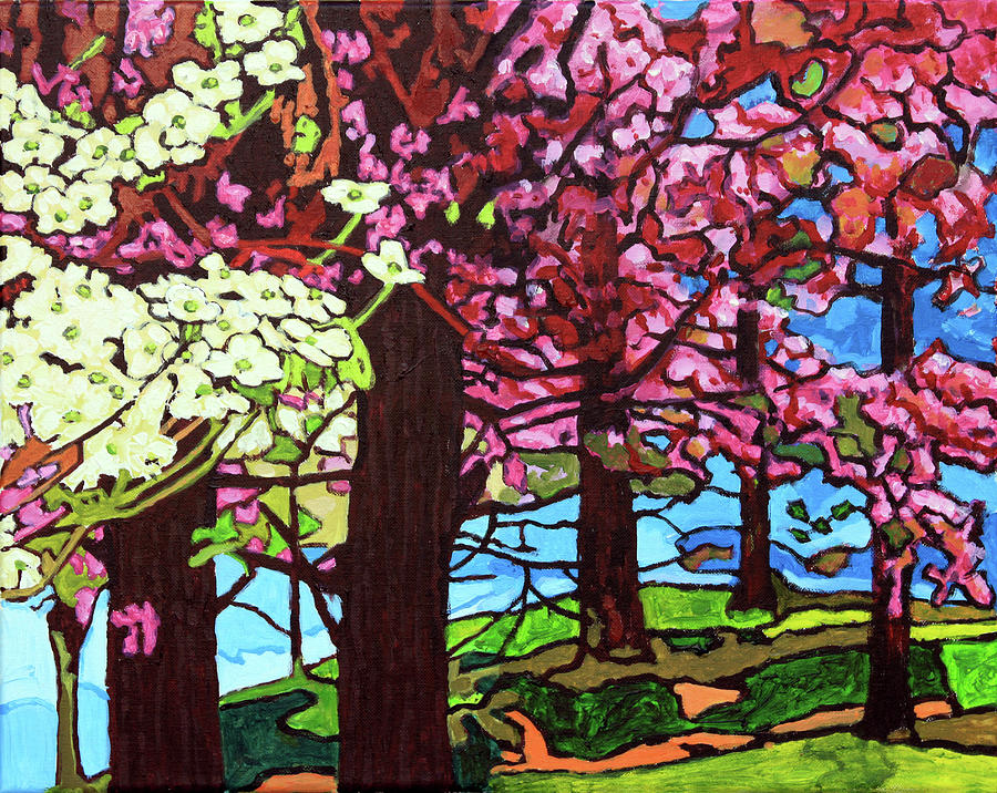Spring Trees Painting by John Lautermilch