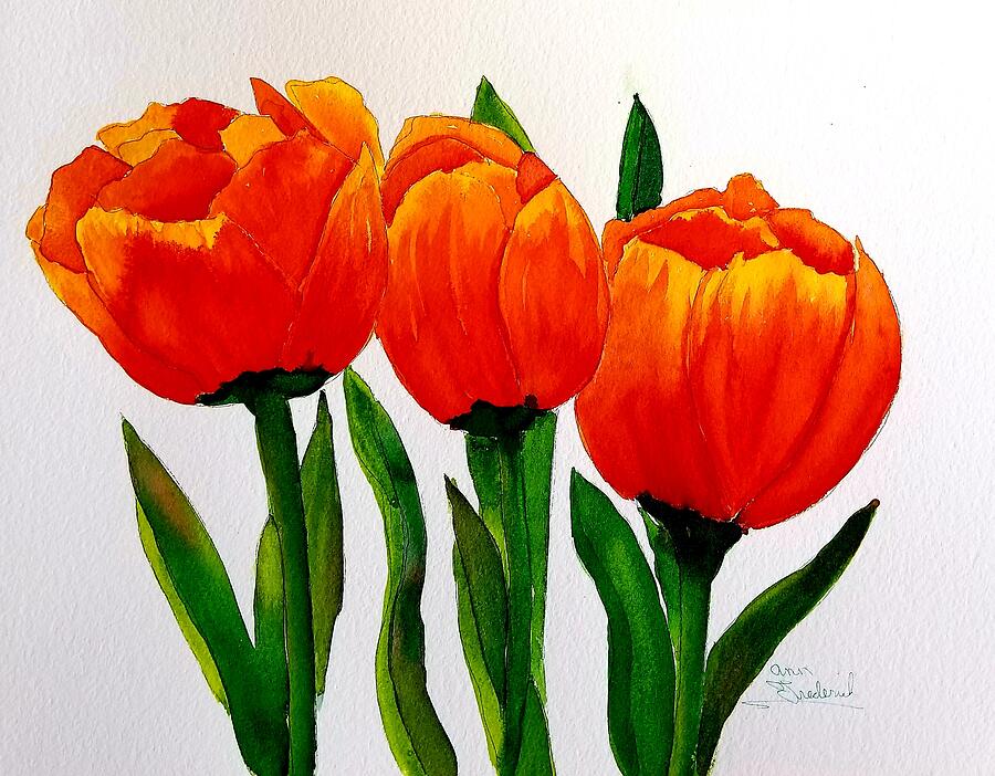 Spring Trio Painting by Ann Frederick