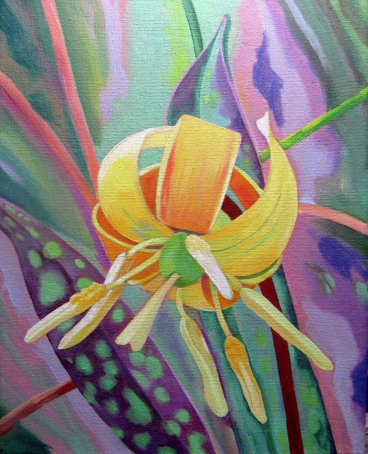 Spring Trout Lily Painting by Shirley Galbrecht