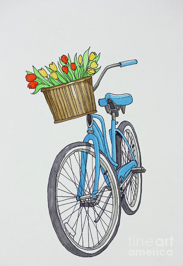 Spring Tulip Bike Painting by Norma Appleton