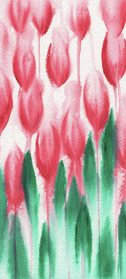 Spring Tulips Abstract Flowers Watercolor Painting