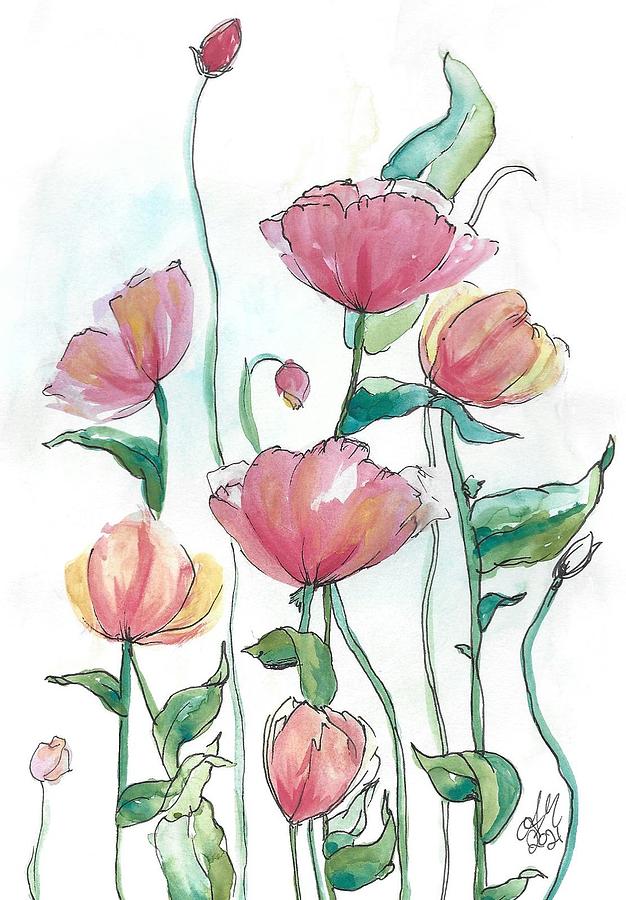 Spring Tulips Painting by Anna Malison