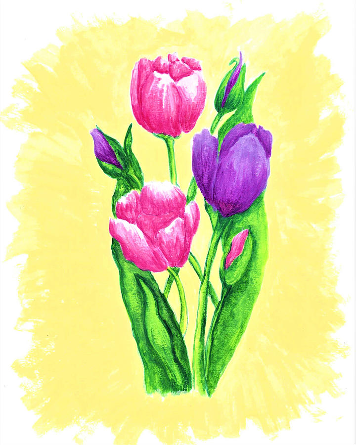 Spring Tulips Painting by Linda Stanton